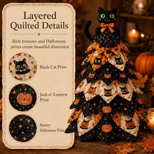 2026 New Christmas & Halloween DIY Quilted Fabric Tree Kit, 3D Layered Sewing Craft Set for Beginners, Christmas Tree Quilt Kit, Handmade Tabletop Holiday Decor, Gift for Craft Lover - Image 4