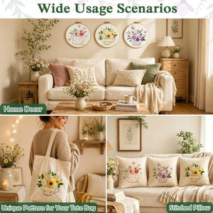 Louise Maelys 3 Set Flower Embroidery Kit for Beginners, Gift for Lovers - Image 7