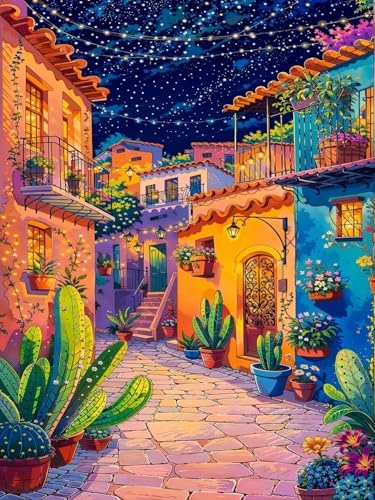 XSJDBYYQ Paint by Numbers Kit for Adults Beginner,Street Oil Painting Kit Adult Paint by Number Kits on Canvas, Paint by Easy Acrylic Painting Home Wall Decor 12x16 Inch by Unknown