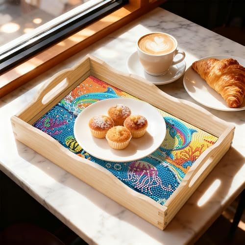 DOTSOPS DIY Dolphin Diamond Painting Serving Tray with Handle for Adults - Image 6