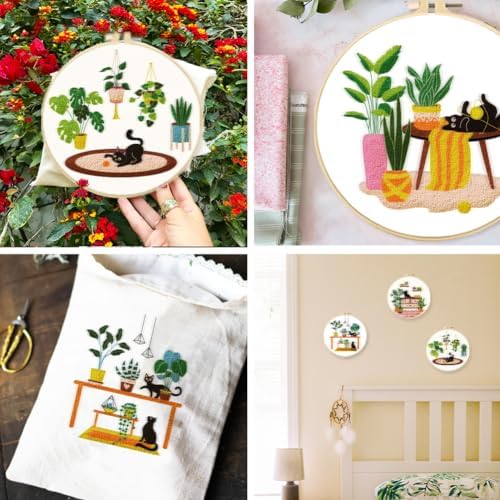 BEUNITONE Kitten Embroidery Kit for Beginenrs Hand Sewing Embroidery Kits with Cat Pattern DIY Embroidery Kit with Kitten Colourful Threads Needles Instructions - Image 7