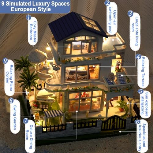 DIY Miniature Store Wooden Dollhouse Kit Cottage Villa Building 3D Model Creativity Gifts for Teens and Adults - Image 2