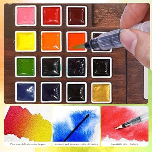 Travel Watercolor Paint Set - Pocket 15-Color Mini Art Kit with Sketch Pad - Image 4