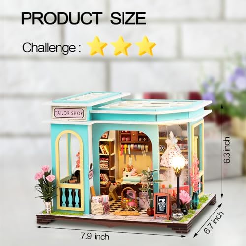 DIY Miniature Dollhouse Kit, Mini House Making Kit w/LED, Tailor's Shop - Image 2