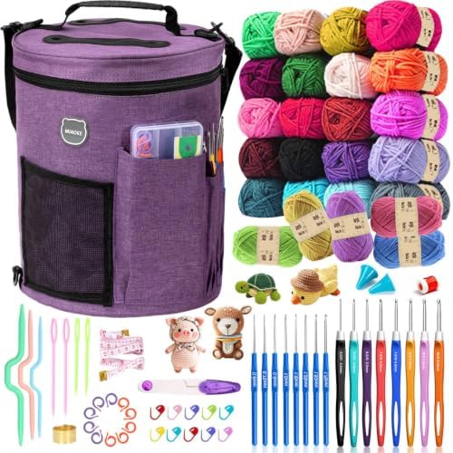 79Pc Crochet Kit,Crocheting Starter Kits with Waterproof Bag & Accessories by MIAOKE