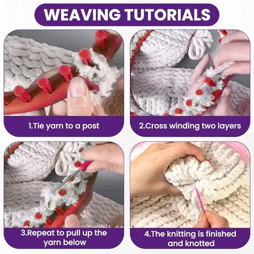 SATUY Round Knitting Looms, 19cm Hats Loom with Crochet Hook & Needle - Image 6