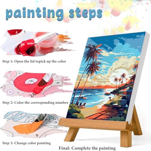 ZTOTZ Paint by Numbers kit for Adults Beach, Paint by The Numbers Beach Canvas, Seaside Landscape Acrylic Paint by Numbers kit for Adults for Decor 16x20in - Image 6