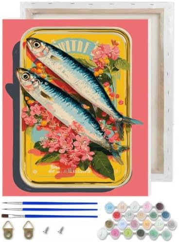 VIGEGU Sardine Paint by Numbers Kit for Adults Beginner with Framed by VIGEGU