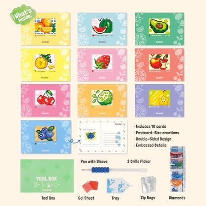 Grabie Mini Diamond Painting Cards Kit, 10 Pack Square Drill, Fresh Picking - Image 3