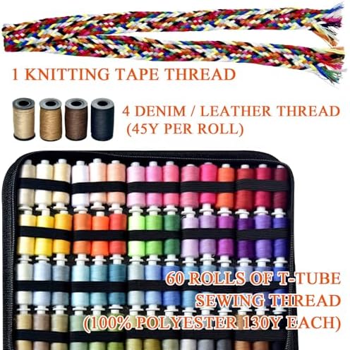 Sewing Kit with Case Portable Sewing Supplies for Home Traveler, Adults, Beginner, Emergency, Contains 60 Sewing Thread, Scissors, Needles, Measure etc（Dark Blue Green，XL) - Image 3