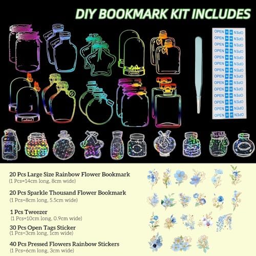 Thousand Flower Bookmark,DIY Rainbow Bookmark Making Kit for Spring Favors - Image 3