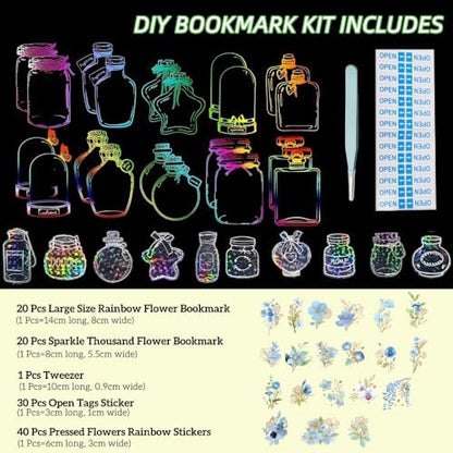 Thousand Flower Bookmark,DIY Rainbow Bookmark Making Kit for Spring Favors - Image 3