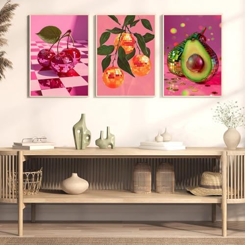 MXCFZX 6 Pack Framed Disco Ball Paint by Numbers Kit for Adults, DIY Fruit Oil Painting Adults' Paint-by-Number Kits on Canvas, Easy Acrylic Watercolor Oil Painting by Number (8x12 in) - Image 3