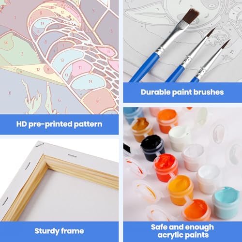 MXJSUA Sea​Turtle Framed Paint by Numbers Kit for Adults Beginner with Wooden Easel, Adults' Paint-by-Numbers on Canvas, Easy DIY Acrylic Number Painting for Home Decor Gifts, 10x10 inch - Image 4