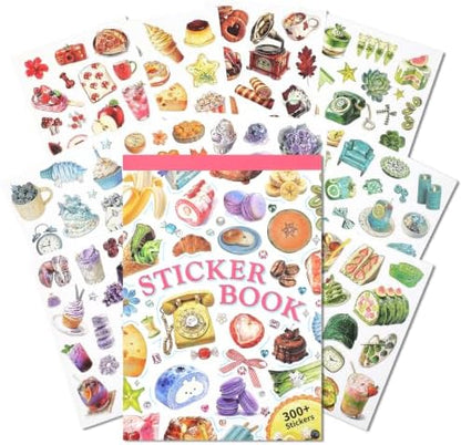 300+ PCS Color Themed Scrapbook Sticker Book, 30 Sheets Vintage Small Object Stickers, 6 Tone Aesthetic Holiday Decor Art Scrapbook Supplies for Adults Teens Women Girls Junk Journaling Planner Crafts - Image 2