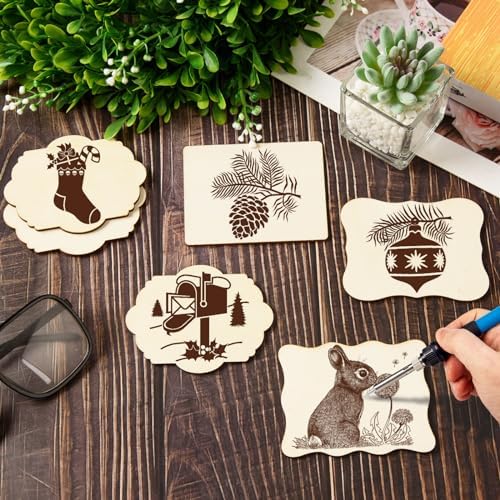 60 PCS Unfinished Wood Cutouts for Crafts Blank Irregular Wooden Slices Natural Wood Cutouts Ornaments for DIY Crafts, Coasters, Home Decorations, Christmas Decorations, Painting, Wood Burning - Image 4