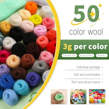 IMZAY Needle Felting Kit for Beginners, 50 Colors Wool Roving Kit - Image 3