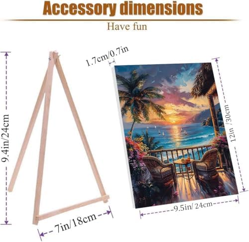 VIGEGU 4 Pack Landscape Paint by Numbers Kit for Adults with Framed,Beach Paint by Number with Wooden Easel DIY Acrylic Oil Painting,for Wall Decor 9x12inch - Image 4