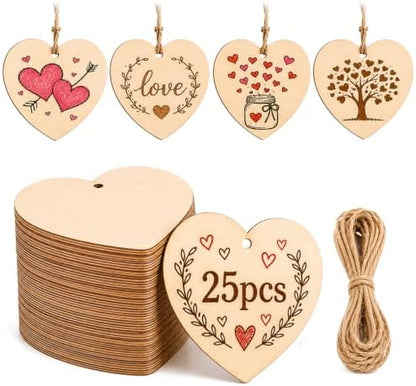 25PCS Wood Hearts for Crafts, 4" Unfinished Wood Heart Plaques by Unknown