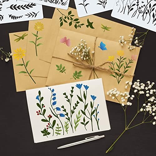 Marspark 20 Pcs Wildflower Stencils, Rectangular Style, 6 x 4.7 Inch - Image 5