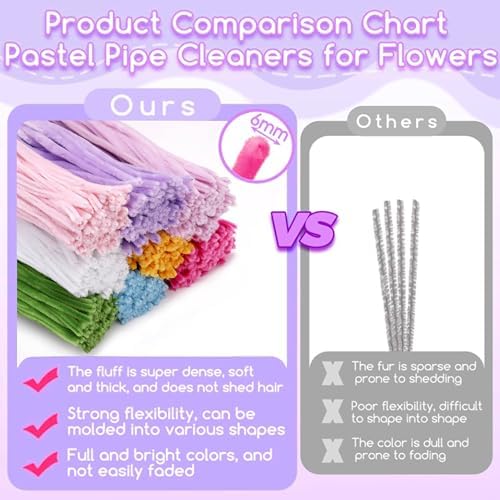 All-in-One Pipe Cleaners Flower Kit, 800 PCS DIY Flower Bouquet Making Kit with 8 Colors Pipe Cleaners, Floral Wire, Tape, Wrapping Paper & Video Tutorial, Handmade Gift for Adults, Teens, Beginners - Image 6