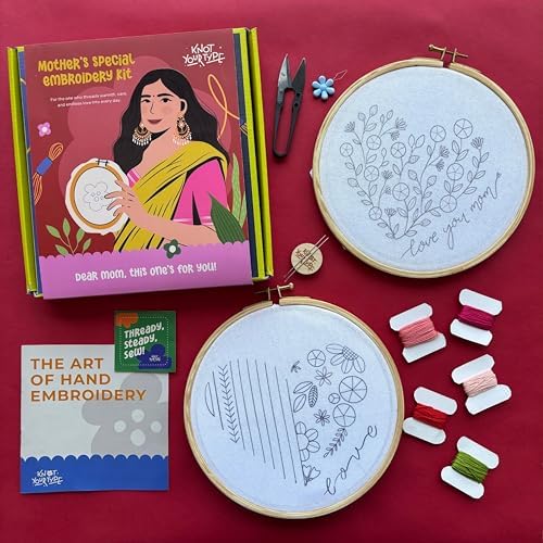 KNOT YOUR TYPE Mother's Love DIY Embroidery Kit with Gift Box - Bundle of 2 | Hand Embroidery Kit with All Stitching Materials | Perfect Art & Craft Gift Set, Stitching Kit for Adults - Image 2