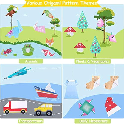 Origami Paper for Kids, 300 Sheets Colorful Origami Paper Kit 5.5Inch, 100 Origami Projects & Easy Origami Book Origami Kit for Kids, Creativity Training & Brain Development Origami Set for Kids - Image 6