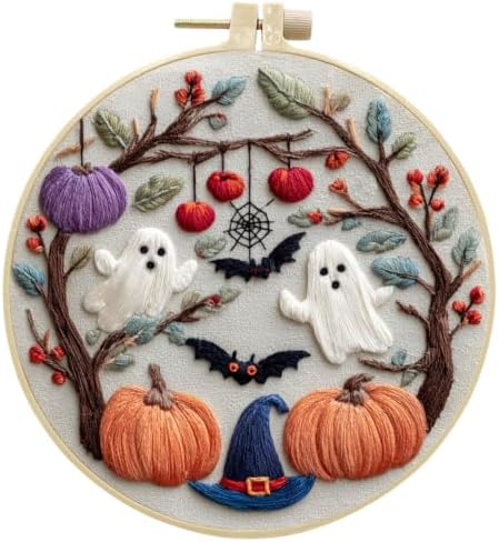 RUIQLXHANG Halloween Ghost Pumpkin Embroidery Kit for Beginners by RUIQLXHANG