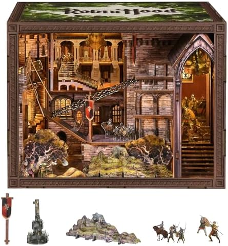 CCCDF Robin Hood Book Nook Kit, DIY Miniature Dollhouse Kit with LED by CCCDF