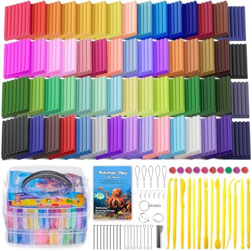 Ixiaoyoo 60 Colors Polymer Clay, Oven Bake DIY Modeling Clay for Kids by Ixiaoyoo