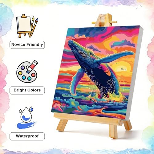 TBAIRO 4 Pack Framed Paint by Numbers Kit for Adults Beginner Animals DIY Painting Kits for Adults Ocean Easy Adult Paint by Number Kits on Canvas for Wall Art Decor 8x12 Inch - Image 2