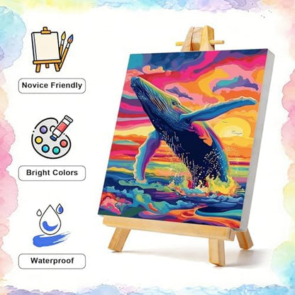 TBAIRO 4 Pack Framed Paint by Numbers Kit for Adults Beginner Animals DIY Painting Kits for Adults Ocean Easy Adult Paint by Number Kits on Canvas for Wall Art Decor 8x12 Inch - Image 2