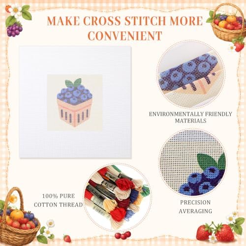 Irenare 3 Sets Fruit Needlepoint Kit for Beginners Embroidery Cross - Image 3