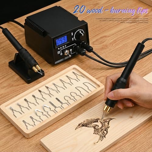 60W Wood Burning Kit, Professional Wood Burning Tool with Two Pyrography Pens, Dual Wood Burner with 20 Wood Burning Wire Nibs Tips, Including Ball Tips - Image 5
