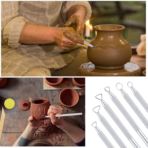 Glamorway Pottery Tools, 6-Piece Clay Sculpting Tools Set with Mini Aluminum Ribbon Loop Cutters for Carving, Trimming and Detail Work - Image 6