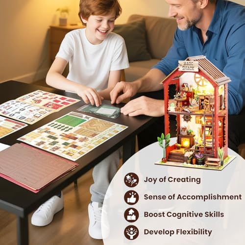 Book Nook Kit Magic Shack DIY 3D Puzzle Wooden Dollhouse with LED Lights - Image 5