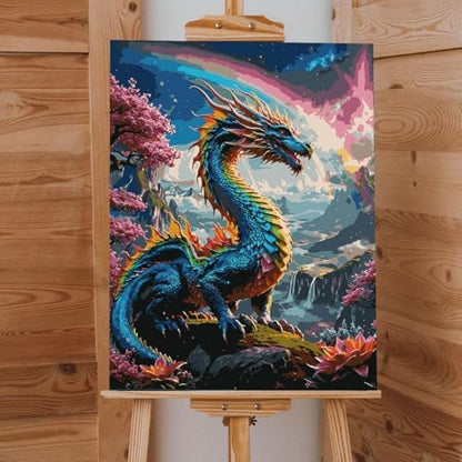 Lovepefe Dragon Paint By Numbers Kit for Adults Beginner with Framed Colourful Dragons Paint By Number Kits Acrylic On Canvas Easy Oil Painting Kit for Gift Home Wall Decor 12x16 Inch - Image 4
