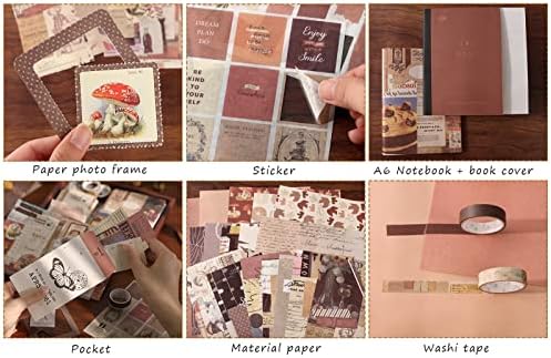 Draupnir Vintage Scrapbook Kit(346pcs), Bullet Junk Journal Kit with Journaling/Scrapbooking Supplies, Stationery, A6 Grid Notebook with Graph Ruled Pages, DIY Gift for Teen Girl Kid Women - Vintage - Image 4
