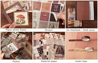 Draupnir Vintage Scrapbook Kit(346pcs), Bullet Junk Journal Kit with Journaling/Scrapbooking Supplies, Stationery, A6 Grid Notebook with Graph Ruled Pages, DIY Gift for Teen Girl Kid Women - Vintage - Image 4