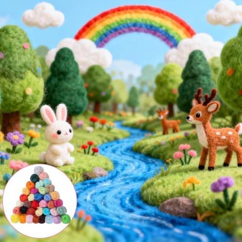 Ainiv 36 Pcs Needle Felting Wool, 36 Colors Wool Roving, 3g/Pack - Image 7