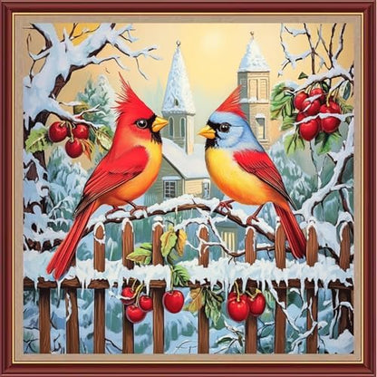 Dooxvey Cross Stitch Kits for Adults Beginners,Full Range of Cross-Stitch Stamped Kits Needlepoint Kits for Beginners Embroidery Kits 11CT Cross Stitch Patterns-Colorful Bird Snow Scene 18x18 inch by DooxveyStampedEmbroideryKit