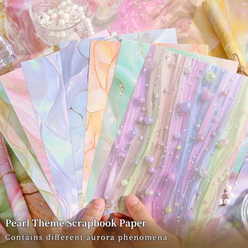 icceemee 160 Sheets of Pearlescent Scrapbook Paper, journaling Scrapbook Supplies Craft Collage Paper Set, Junk Journal Bullet Journal Poster Room Decor for Card Making Decorative Gifts - Image 3