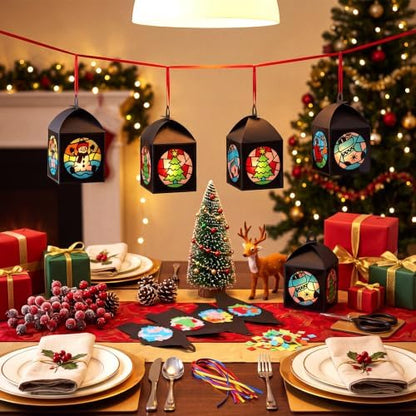 Maitys 16 Sets Christmas Snowman Paper Lantern Suncatcher Craft Kits - Image 2