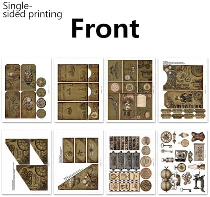 XINPOCUT Steampunk Folding Folio Junk Journal Kit,Folio Booklet Craft Kit, Junk Journal Kit, Scrapbooking Supplies, Journaling Decor, Mini Folio Writer Folder Project, Arts & Crafts Gifts - Image 6