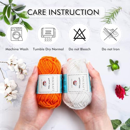 INSCRAFT 62 Acrylic Yarn Skeins, 2170 Yards Yarn for Knitting, 2 Crochet Hooks, 2 Weaving Needles,10 Stitch Markers, 1 Purple Bag, Perfect Crochet Beginner Kit for for Adults - Image 5