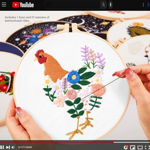 Crafmanoe Hand Embroidery Kits for Beginners Adults, Floral Stamped Cross Stitch Kits for Beginners Adults, Funny Embroidery Set Needlepoint Starter Kits, Embroidery Hoops, Fabric and Video Tutorial - Image 3
