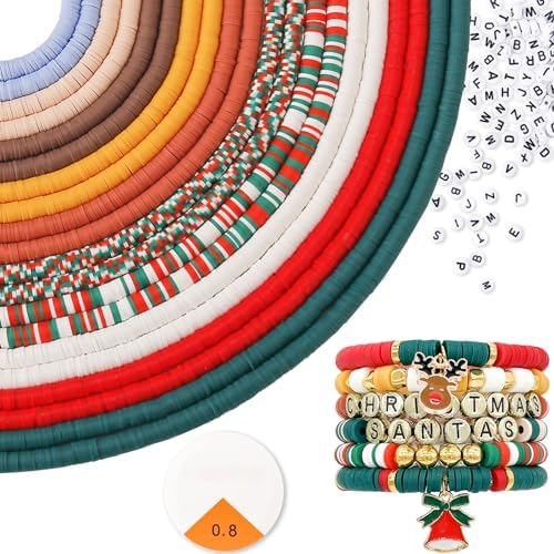 ADIIL 7200pcs Clay Beads Bracelet Making Kit, 6mm Polymer Heishi Beads for Jewelry Making, Friendship Bracelet Kit Birthday Gift for Adults Christmas by ADIIL