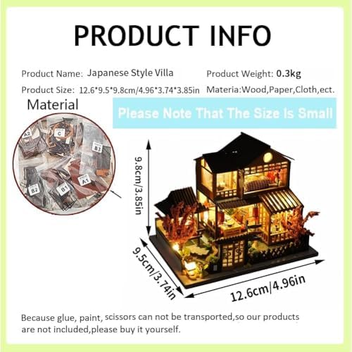 DIY Miniature Doll’s House Set, mini Cottage; Craft Set for Adults; the Perfect Craft Gift for Birthdays and Christmas; Japanese-Style Villa - Image 3