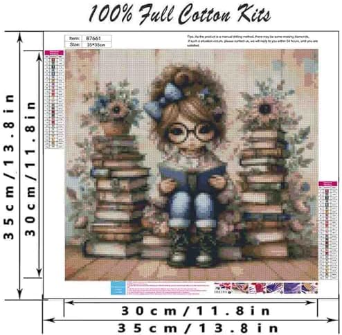 DYAIANGMU Girl Stamped Cross Stitch Kit for Adults 13.7x13.7 inches - Image 2