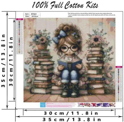 DYAIANGMU Girl Stamped Cross Stitch Kit for Adults 13.7x13.7 inches - Image 2
